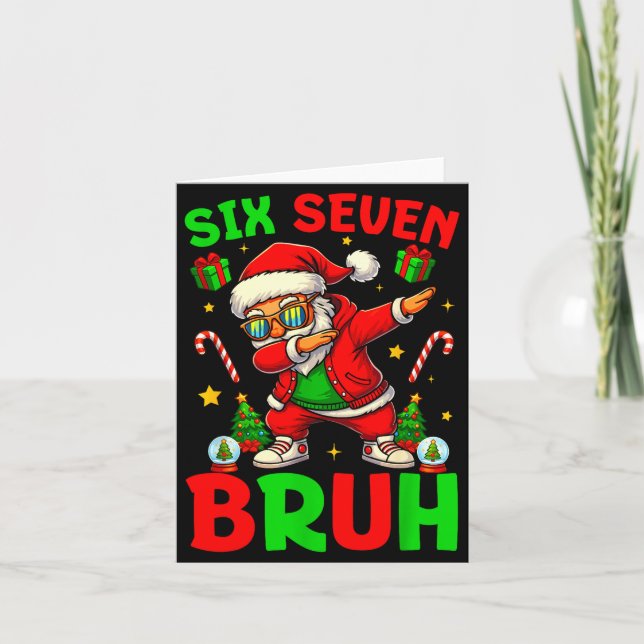 Tarjeta 67 Six Seven Bruh Funny Christmas 6 7 Meme Men Wom (Anverso)