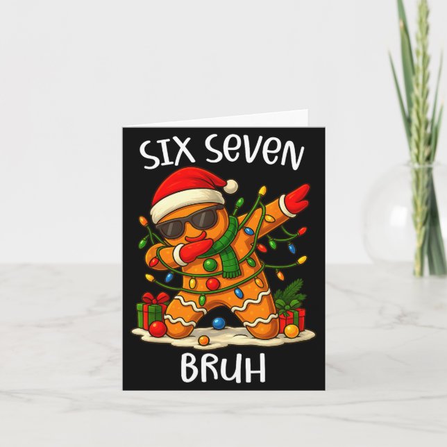 Tarjeta 67 Six Seven Bruh Funny Christmas Dabbing Gingerbr (Anverso)
