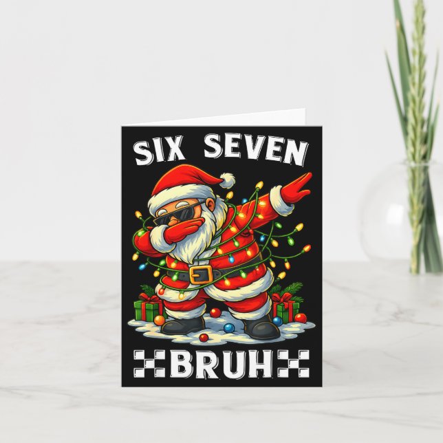 Tarjeta 67 Six Seven Bruh Funny Christmas Dabbing Santa 6  (Anverso)