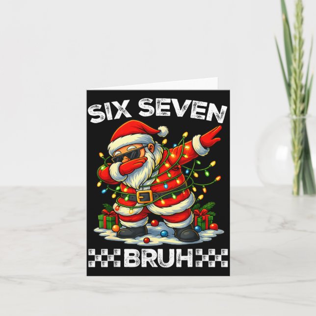 Tarjeta 67 Six Seven Bruh Funny Christmas Dabbing Santa 6  (Anverso)