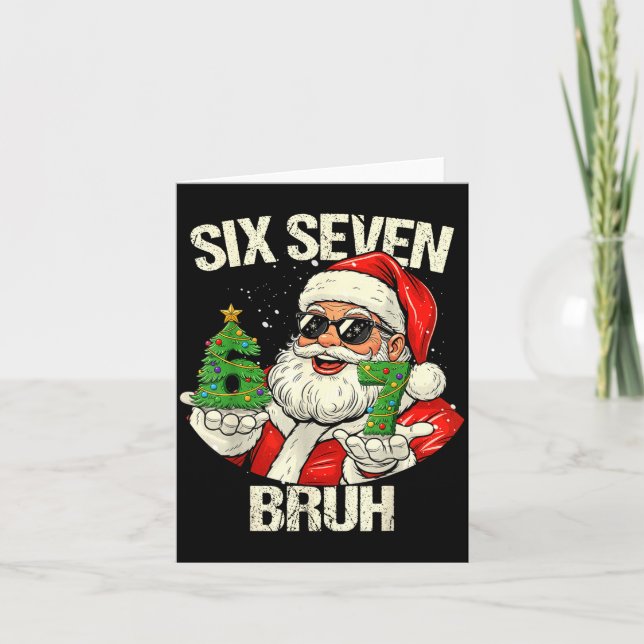 Tarjeta 67 Six Seven Bruh Funny Santa Christmas 67 Meme Xm (Anverso)