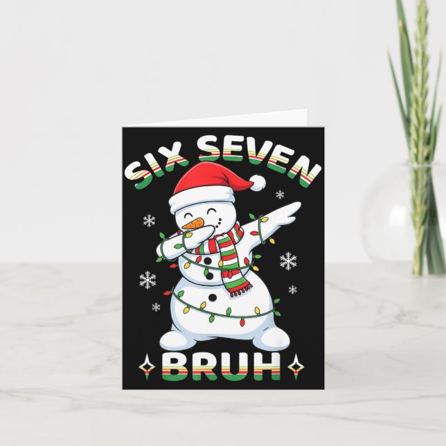 Tarjeta 67 Six Seven Bruh Meme Funny Dabbing Snowman Chris (Anverso)