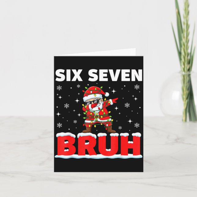 Tarjeta 67 Six Seven Bruh Santa Christmas 6 7 Meme Men Wom (Anverso)