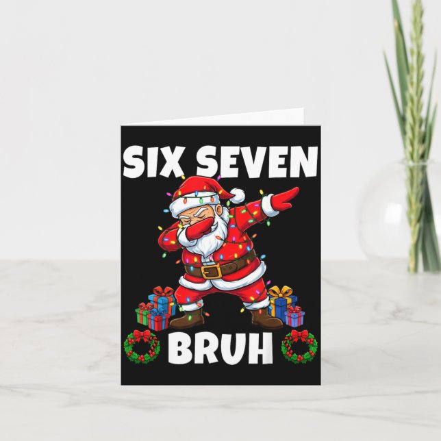 Tarjeta 67 Six Seven Bruh Santa Dabbing Christmas Funny 6  (Anverso)