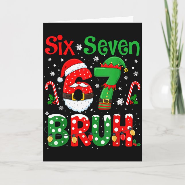 Tarjeta 67 Six Seven Burh Funny Christmas 6 7 Meme Men Wom (Anverso)