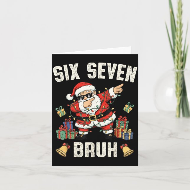 Tarjeta 67 Six Seven Funny Christmas 6 7 Meme Santa Dabbin (Anverso)