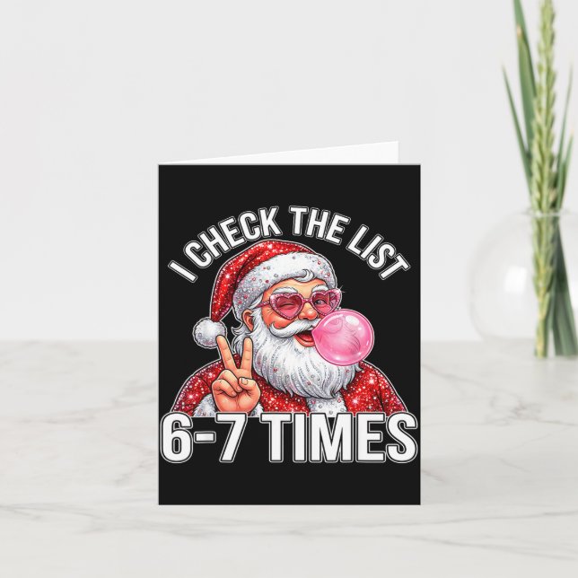 Tarjeta 67 Six Seven Funny Christmas 6 7 Santa Meme Men Wo (Anverso)