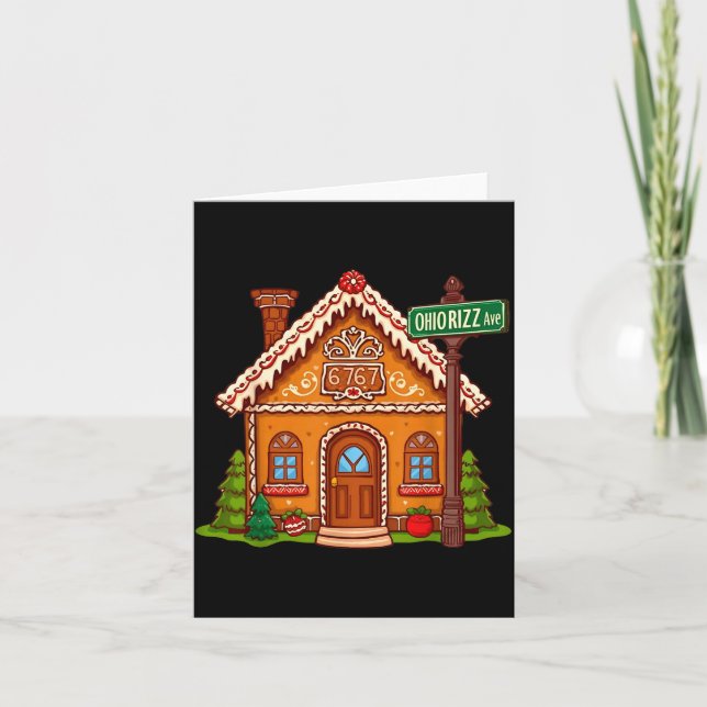 Tarjeta 67 Six Seven Gingerbread House Funny Teacher Chris (Anverso)