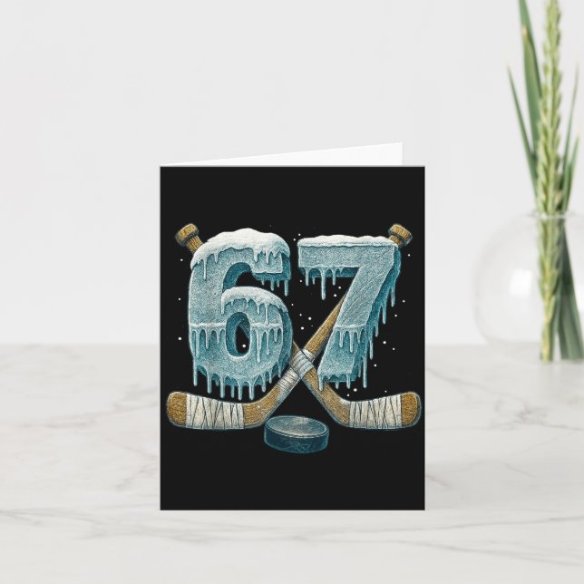 Tarjeta 67 Six Seven Hockey Drip Number Funny 6 7 Meme  (Anverso)