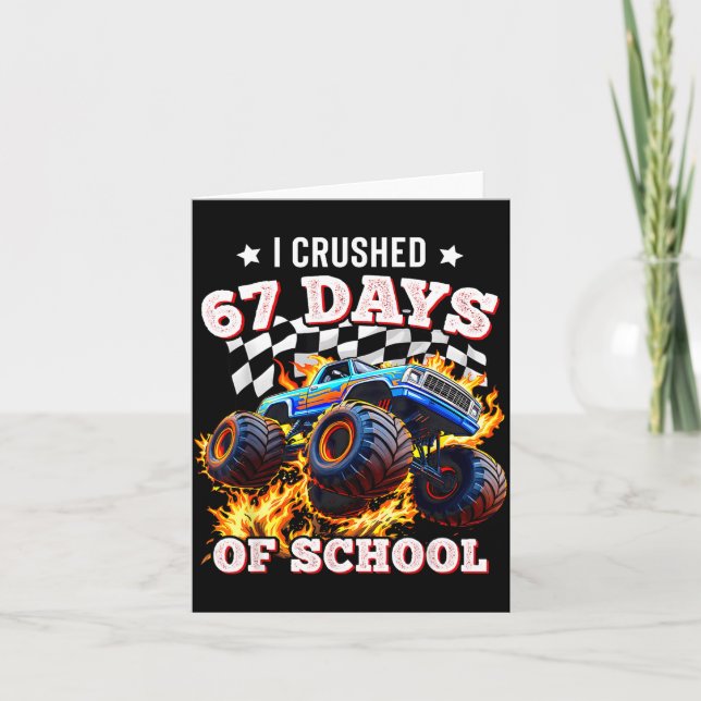 Tarjeta 67 Six Seven I Crush 67 Days Of School Monster Tru (Anverso)