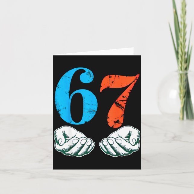 Tarjeta 67 Six Seven Meme 6 7 Hands  (Anverso)
