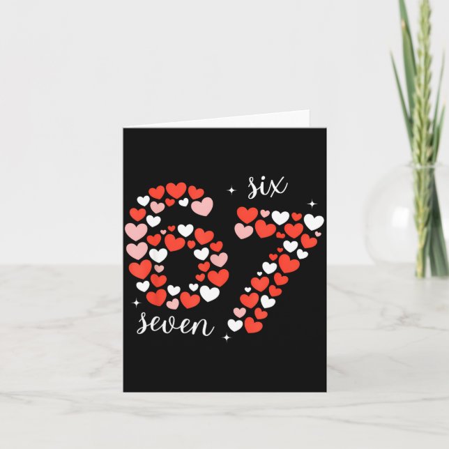 Tarjeta 67 Six Seven Meme Heart Matching Couples Valentine (Anverso)