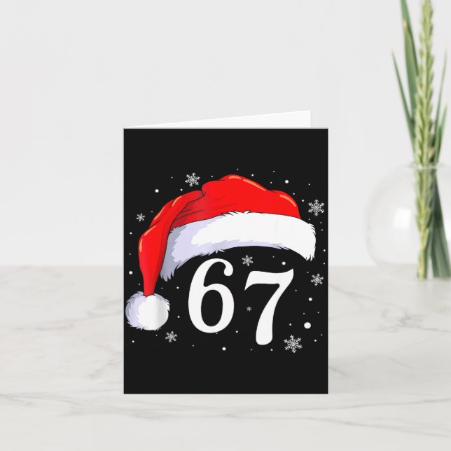 Tarjeta 67 Six Seven Santa Funny Christmas 6 7 Meme Men Wo (Anverso)