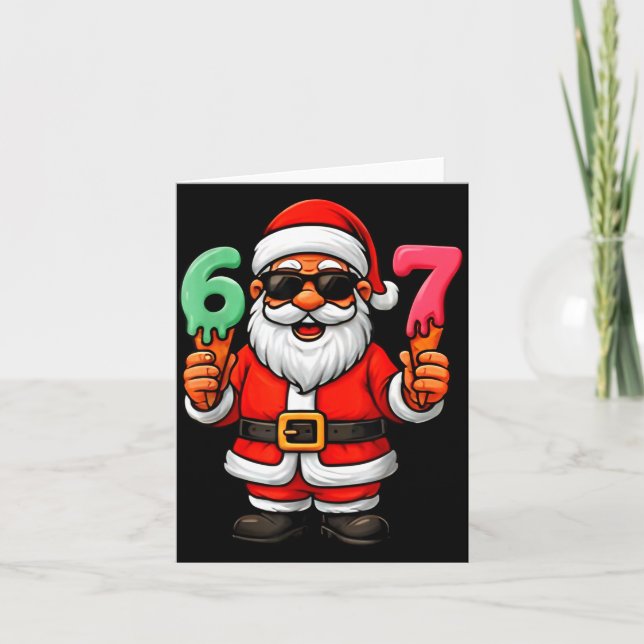 Tarjeta 67 Six Seven Santa Meme Christmas Funny  (Anverso)