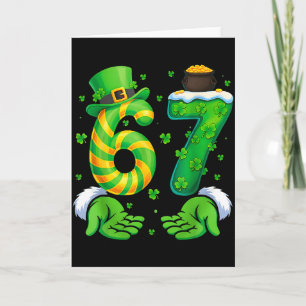 Tarjeta 67 Six Seven Trebol Divertido Día de San Patricio 