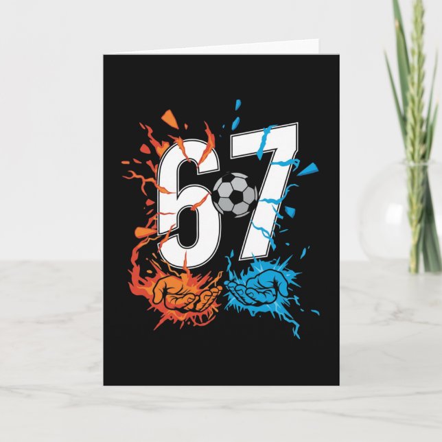 Tarjeta 67 Soccer Six Seven Soccer 6 7 Kids Boys Girls (Anverso)
