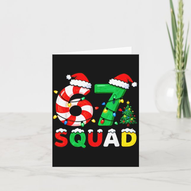 Tarjeta 67 Squad Christmas Candy Cane Six Seven Meme Xmas  (Anverso)