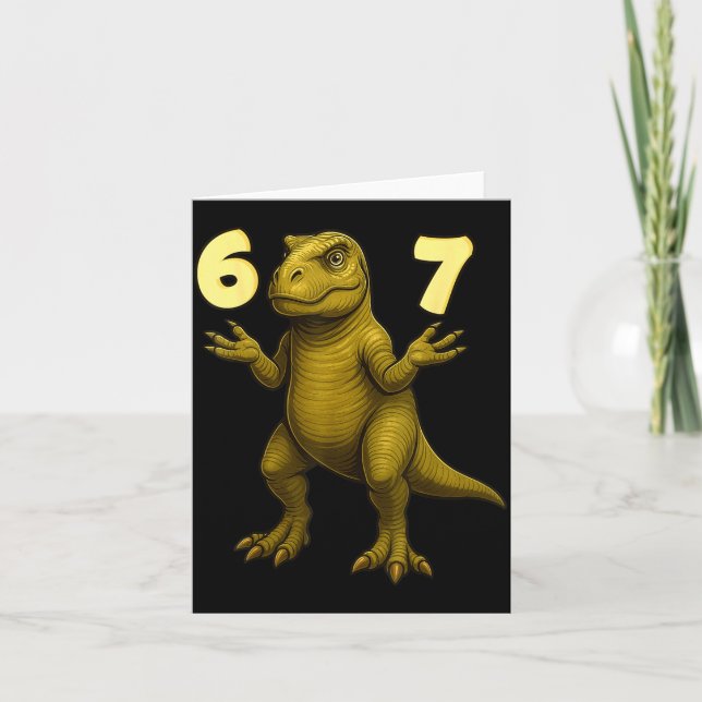 Tarjeta 67 T-rex Hands Motion Dinosaur Meme For Kids Teens (Anverso)