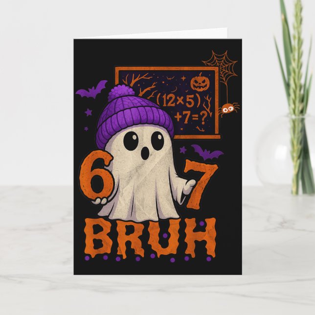 Tarjeta 67 Teacher Halloween Ghost Six Seven Meme Math Equ (Anverso)