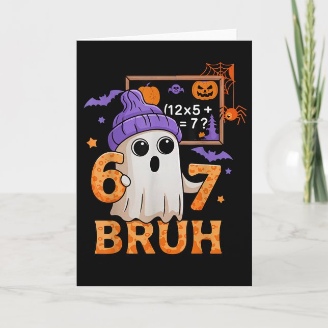 Tarjeta 67 Teacher Halloween Ghost Six Seven Meme Math Equ (Anverso)