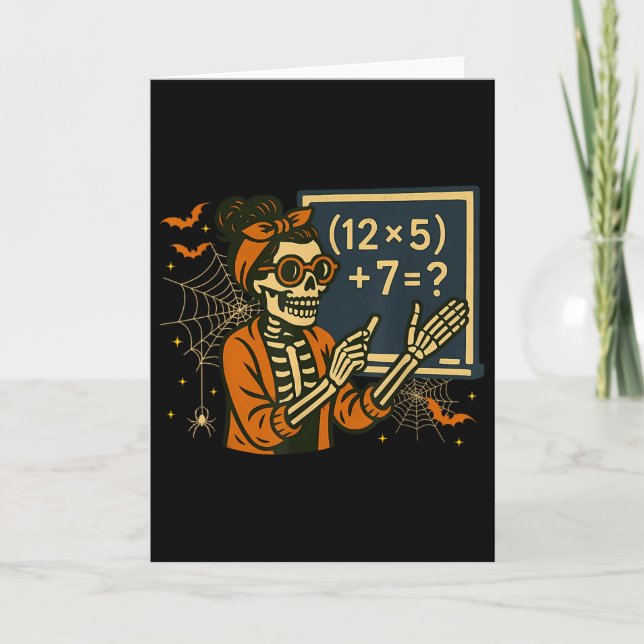 Tarjeta 67 Teacher Halloween Skeleton Six Seven Meme Math  (Anverso)