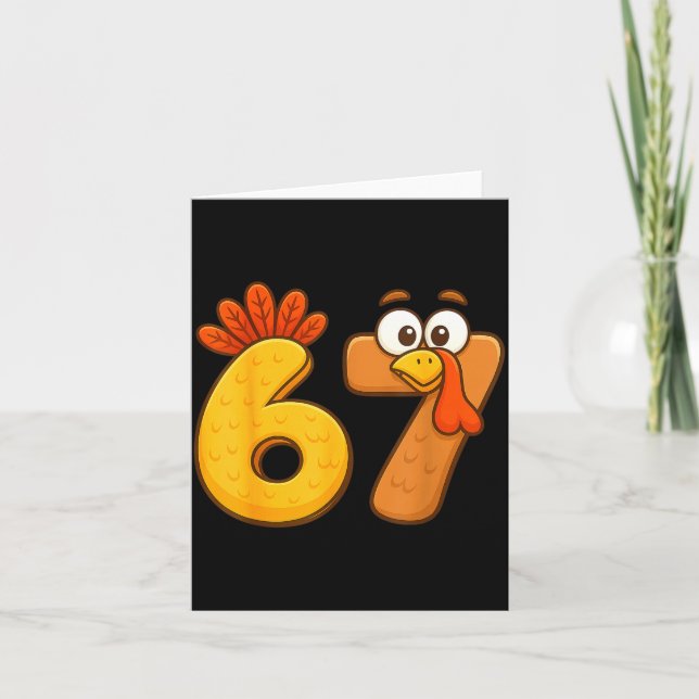 Tarjeta 67 Thanksgiving Funny Six Seven Meme For Men Women (Anverso)