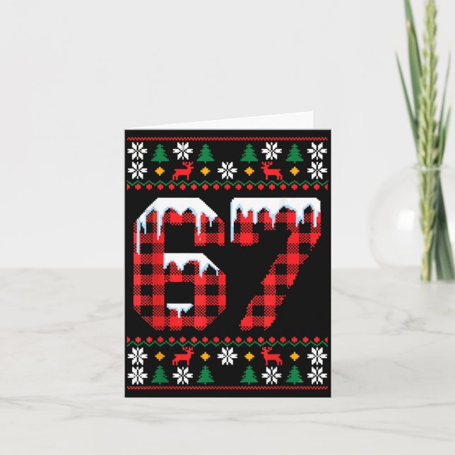 Tarjeta 67 Ugly Christmas Flannel Brainrot Design  (Anverso)