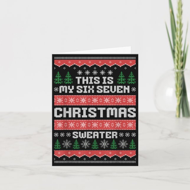 Tarjeta 67 Ugly Christmas Sweater Six Seven Meme Xmas Whit (Anverso)