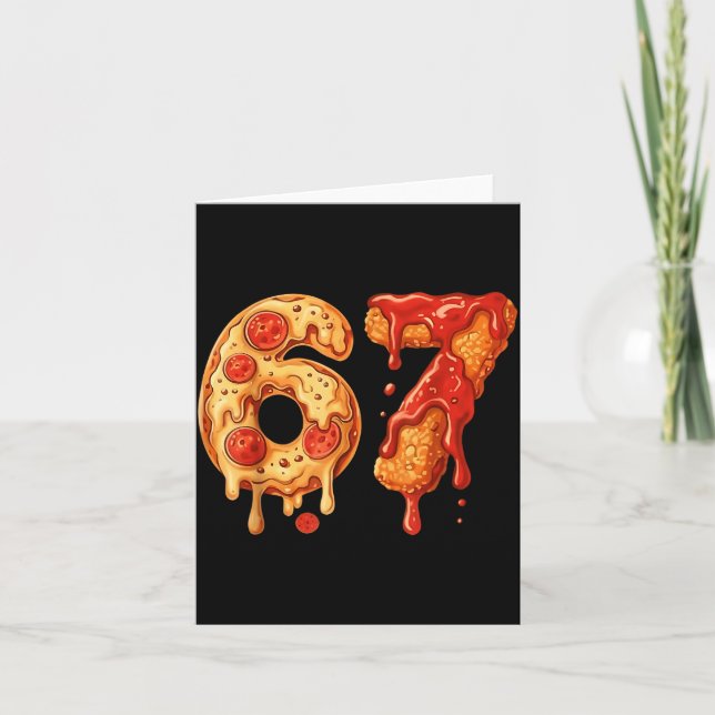 Tarjeta 67 Zza Meme Divertido Seis Siete Modismo Gen Alpha (Anverso)