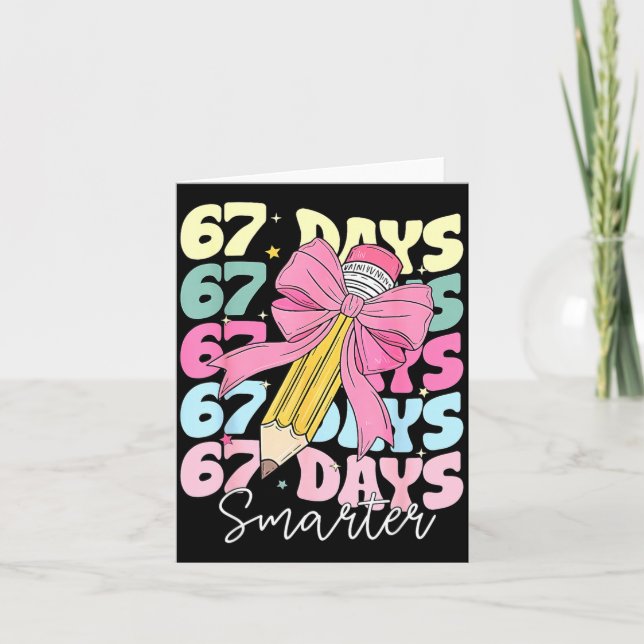 Tarjeta 67th Day Of School 67 Days Smarter Coquette Bow Te (Anverso)