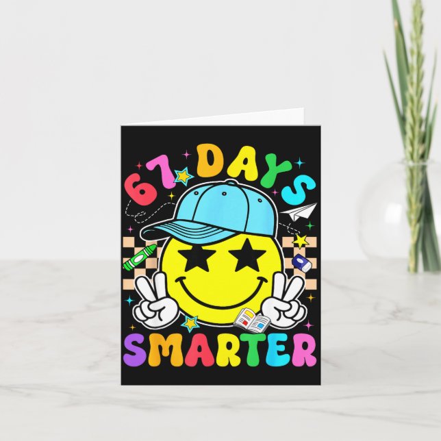 Tarjeta 67th Day Of School 67 Days Smarter Teacher Boy Gir (Anverso)