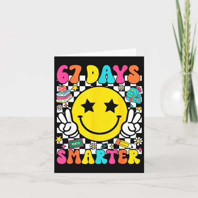 Tarjeta 67th Day Of School 67 Days Smarter Teacher Student (Anverso)