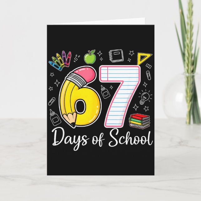 Tarjeta 67th Day Of School 67 Six Seven Math Teacher Kids  (Anverso)