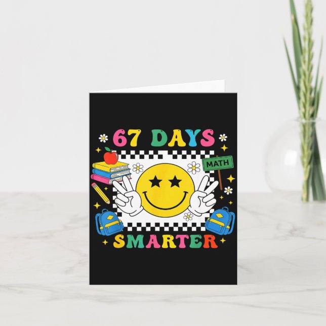 Tarjeta 67th Day Of School Funny 67 Days Smarter Teacher B (Anverso)