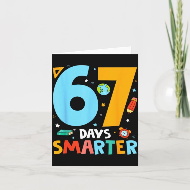 Tarjeta 67th Day Of School Funny 67 Days Smarter Teacher B (Anverso)