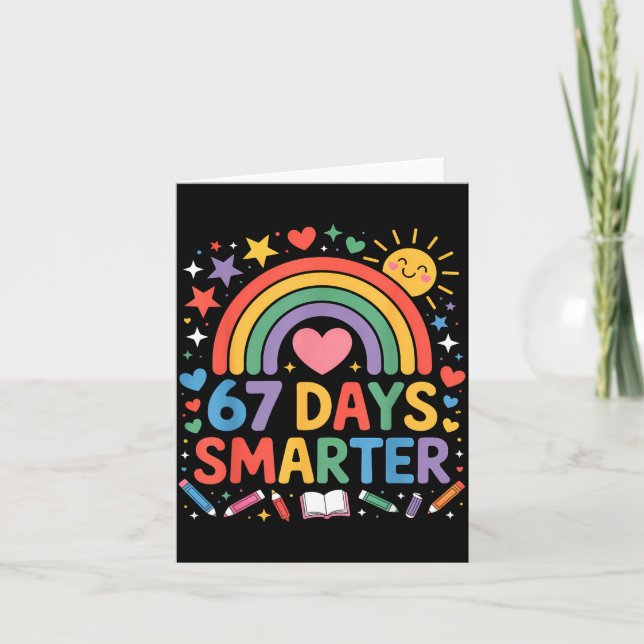 Tarjeta 67th Day Of School Meme 67 Days Smarter Rainbow Ki (Anverso)