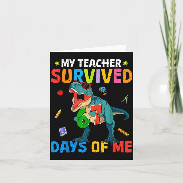 Tarjeta 67th Day Of School My Teacher Survived 67 Days Boy (Anverso)