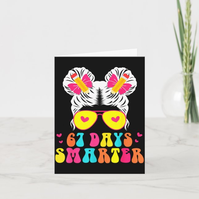 Tarjeta 67th Day Of School Shirt 67 Day Smarter Bun Teache (Anverso)