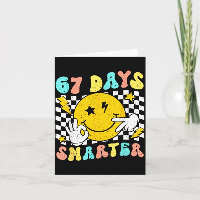 Tarjeta 67th Day Of School Shirt 67 Days Smarter Teacher B (Anverso)