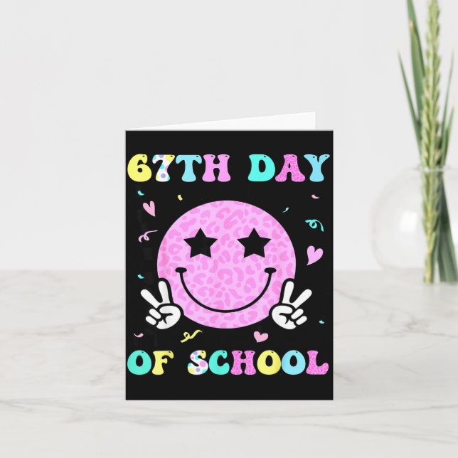 Tarjeta 67th Day Of School Smile Face Six Seven Meme Girls (Anverso)