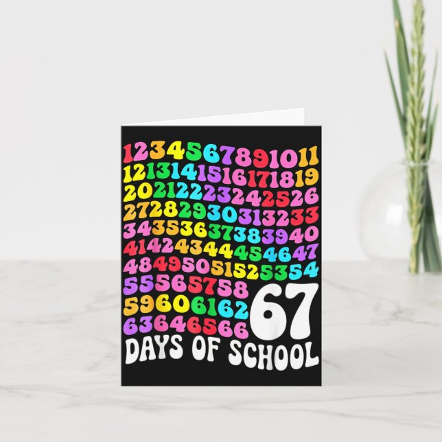 Tarjeta 67th Day Of School Teacher 67 Days Math Numbers  (Anverso)