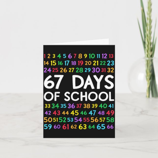 Tarjeta 67th Day Of School Teacher Kids 67 Math Numbers 10 (Anverso)