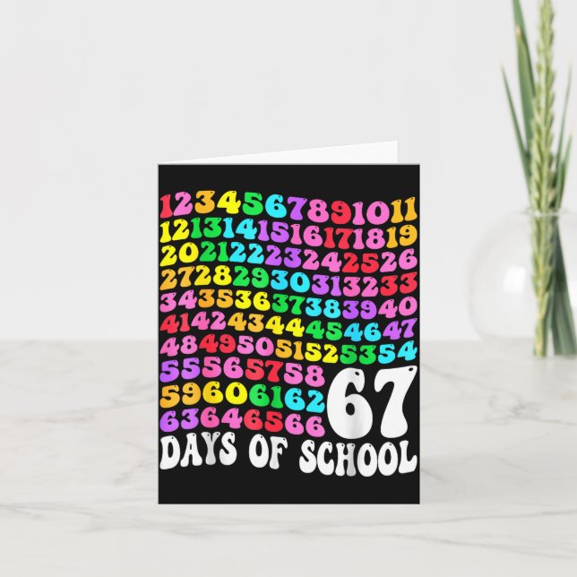 Tarjeta 67th Day Of School Teacher Kids 67 Math Numbers 10 (Anverso)