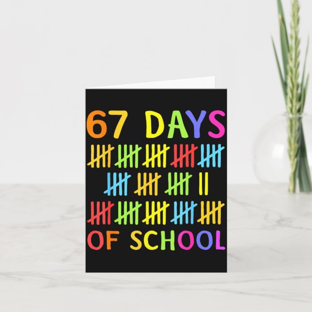 Tarjeta 67th Day Of School Teacher Kids 67 Math Numbers 10 (Anverso)