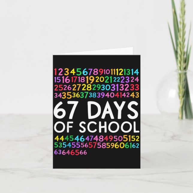Tarjeta 67th Day Of School Teacher Kids 67 Math Numbers 10 (Anverso)