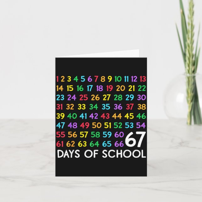 Tarjeta 67th Day Of School Teacher Kids 67 Math Numbers 10 (Anverso)