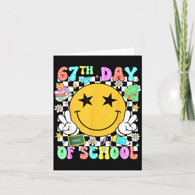 Tarjeta 67th Day Of School Teacher Kids 67 Smile Face 100t (Anverso)