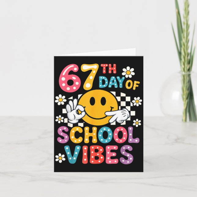 Tarjeta 67th Day Of School Vibes 67 Meme Cute Smile Face T (Anverso)