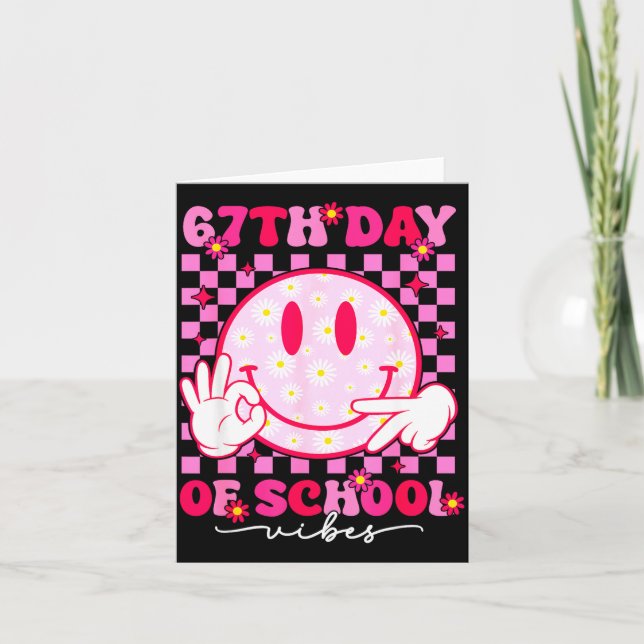 Tarjeta 67th Day Of School Vibes 67 Meme Cute Smile Face T (Anverso)
