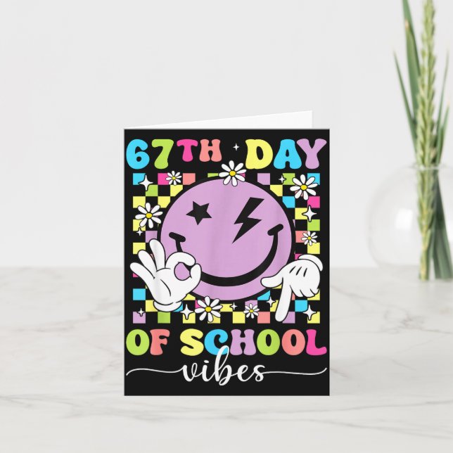 Tarjeta 67th Day Of School Vibes Funny Six Seven 67 Meme S (Anverso)